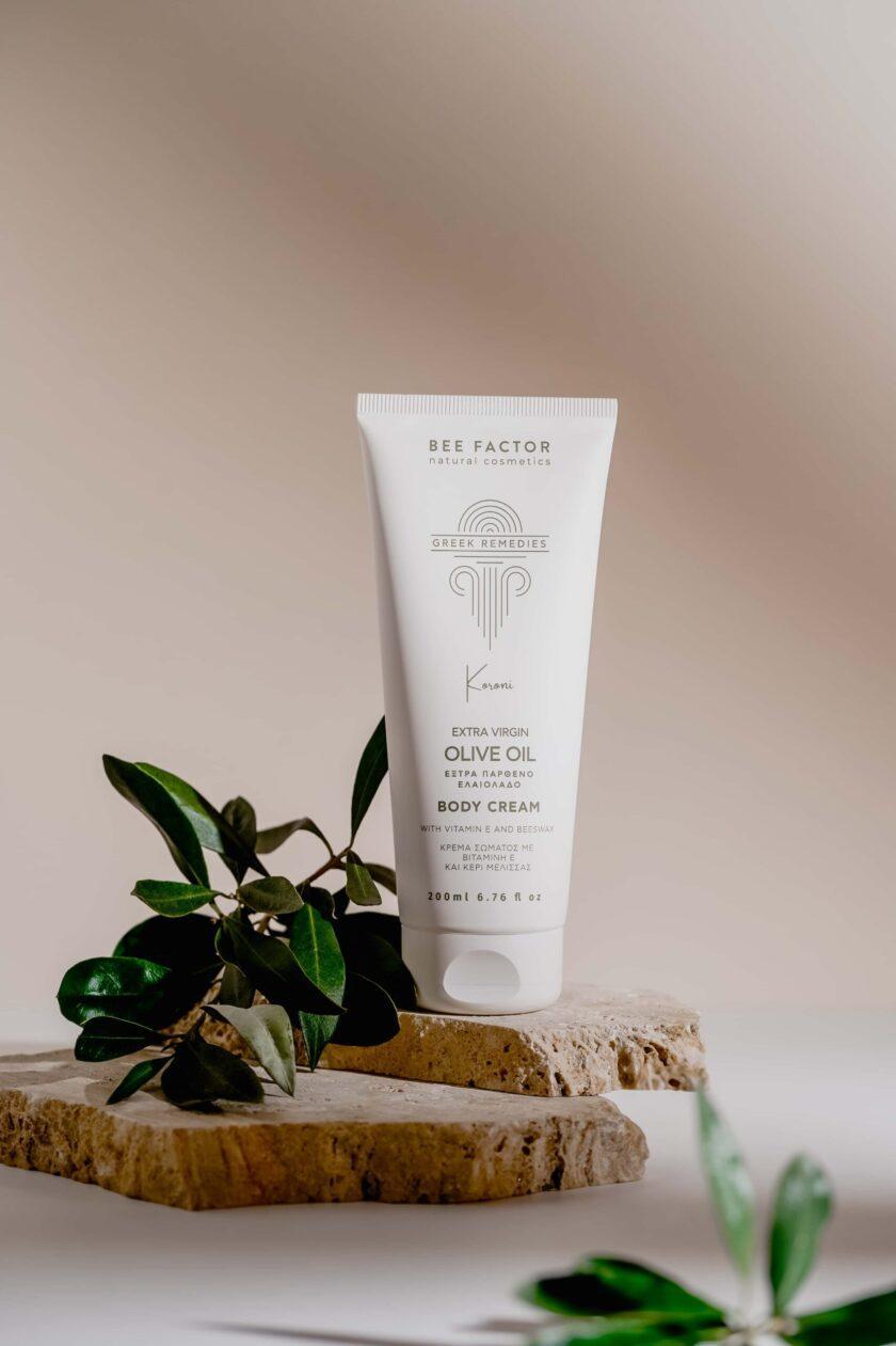 CREMĂ DE CORP CU ULEI DE MĂSLINE EXTRAVIRGIN ORGANIC DE LA KORONI – 200ML - NatureOnMySkin